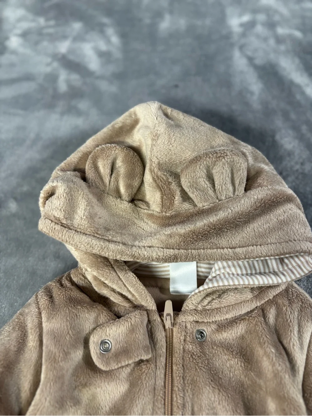 Carter's Brown Plush Hooded Baby Footie One-Piece